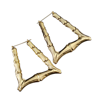 Gold plated bamboo earrings - Nazatt.com