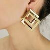 Gold Plated Double Square Stud Earrings - Nazatt.com