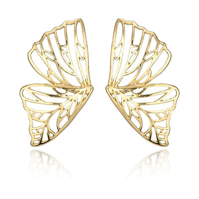 Women’s Gold Butterfly  Metal Angel Wing Pendant Earrings - Nazatt.com