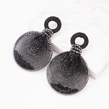HANSIDON Bohemia Resin Beads Drop Dangle Earrings Women Circular Silk Ribbon Elegant Statement Earrings Party Jewelry 5 Colors