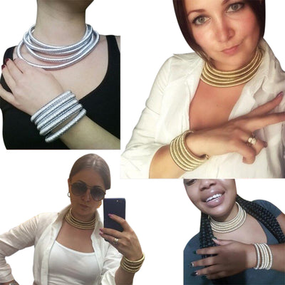 Kim K Collar Necklace Bracelet Jewelry Sets - Nazatt.com