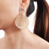 HANSIDON Bohemia Resin Beads Drop Dangle Earrings Women Circular Silk Ribbon Elegant Statement Earrings Party Jewelry 5 Colors