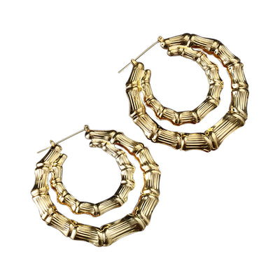 Gold plated bamboo earrings - Nazatt.com