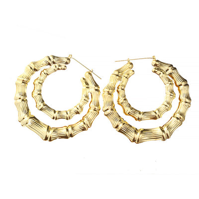 Gold plated bamboo earrings - Nazatt.com